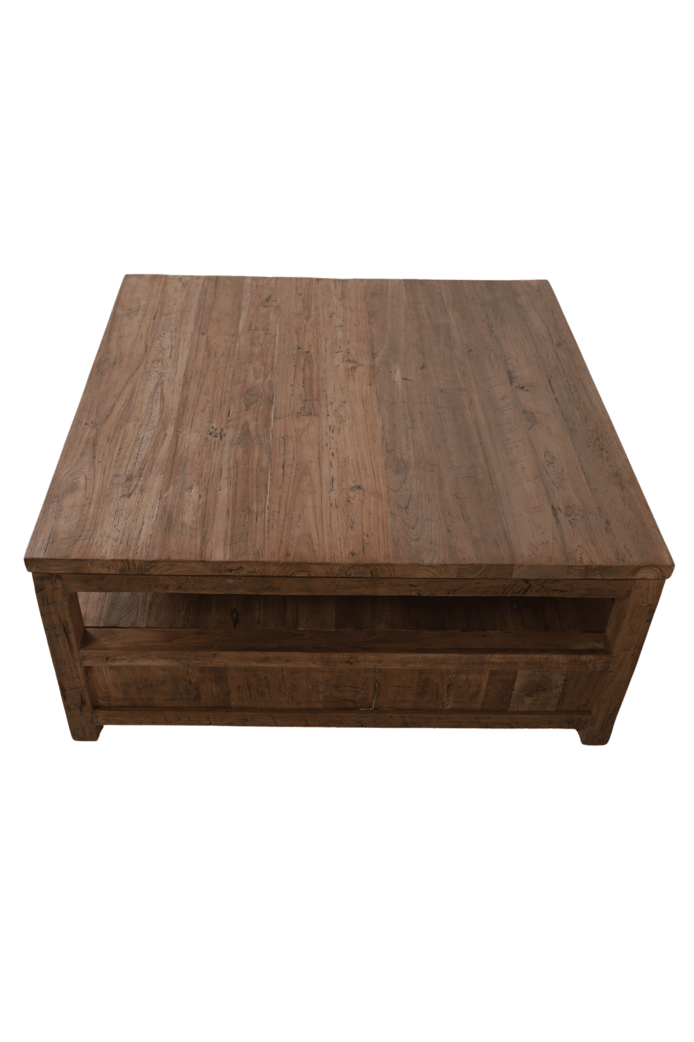 vierkante teak houten salontafel 100x100x45 cm met lades