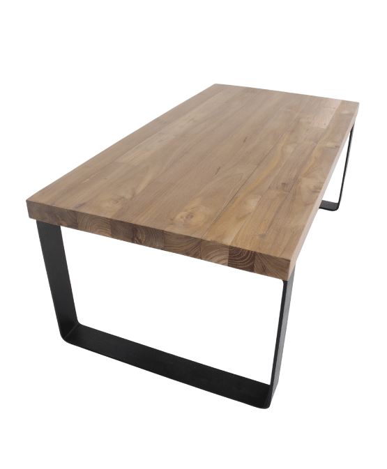 salontafel met metalen u poten blad 5 cm dik teak hout industriële salontafel 120x60x45 cm