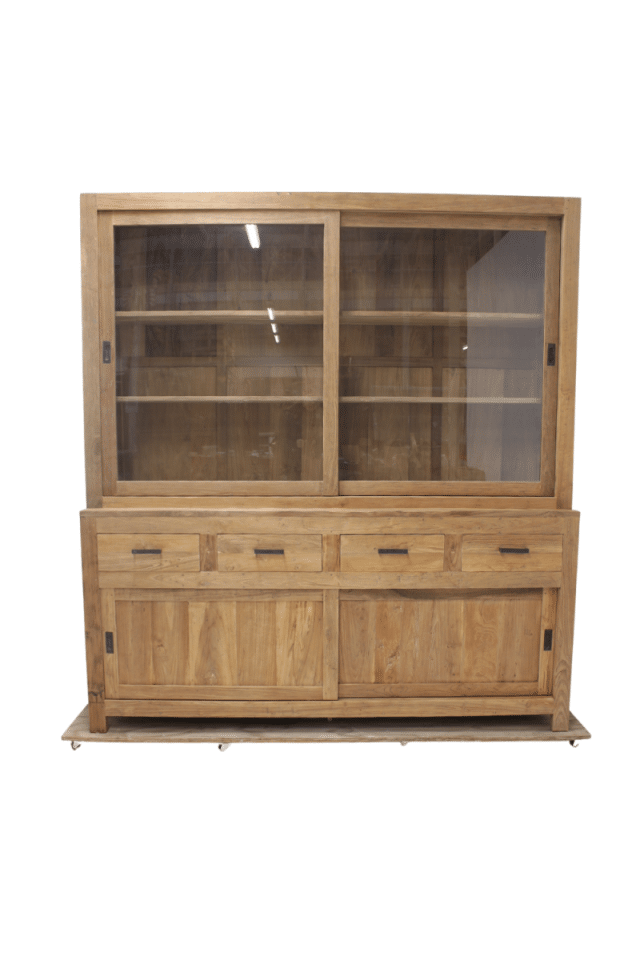 teak sctr vitrinekast 220