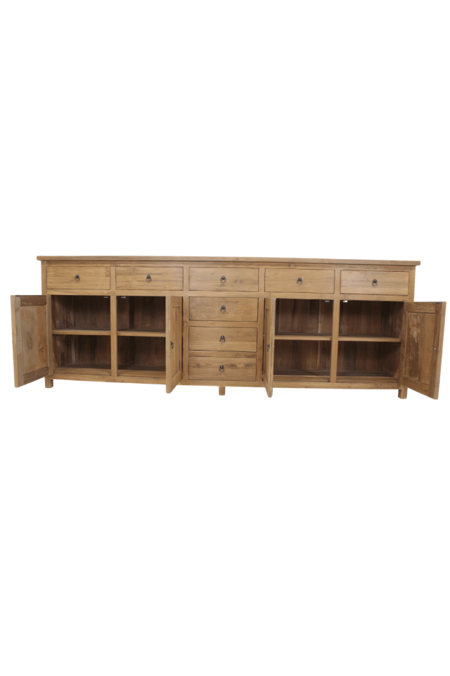 teakhouten dressoir 250 cm lang