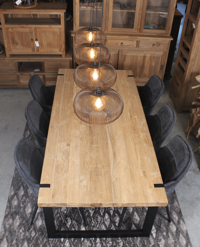 teak eettafel 220 cm industrieel