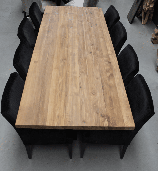 teak houten eettafel 300 cm glad