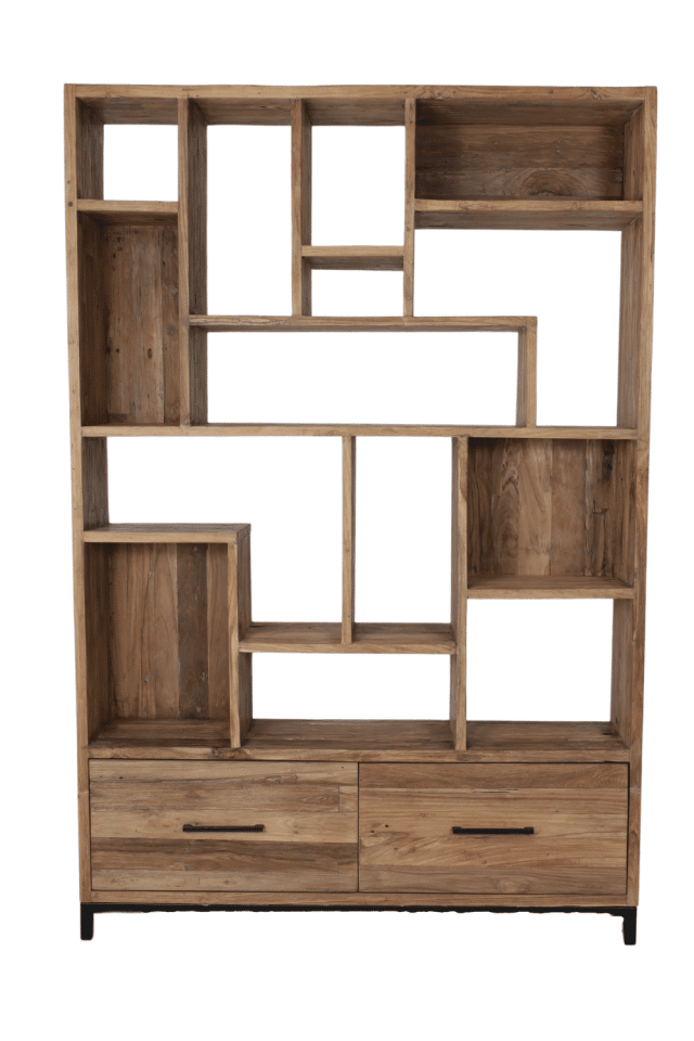 teak houten Roomdivider kast met vakken en lades