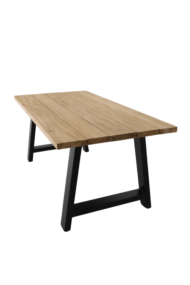 Teak houten tuintafel 180cm met metalen poten