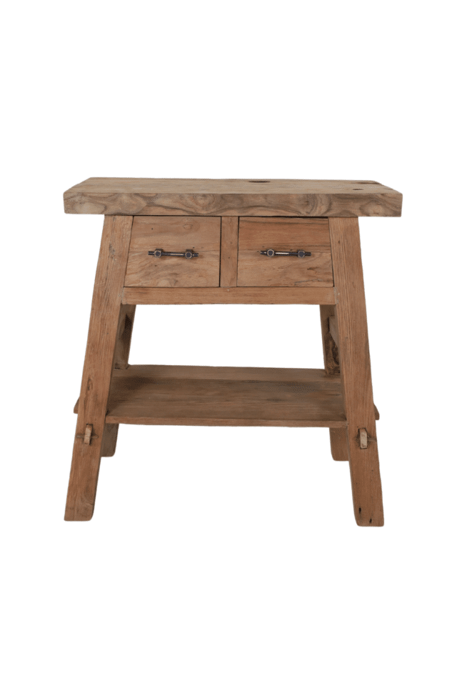 Teak houten oude sidetable 80 cm