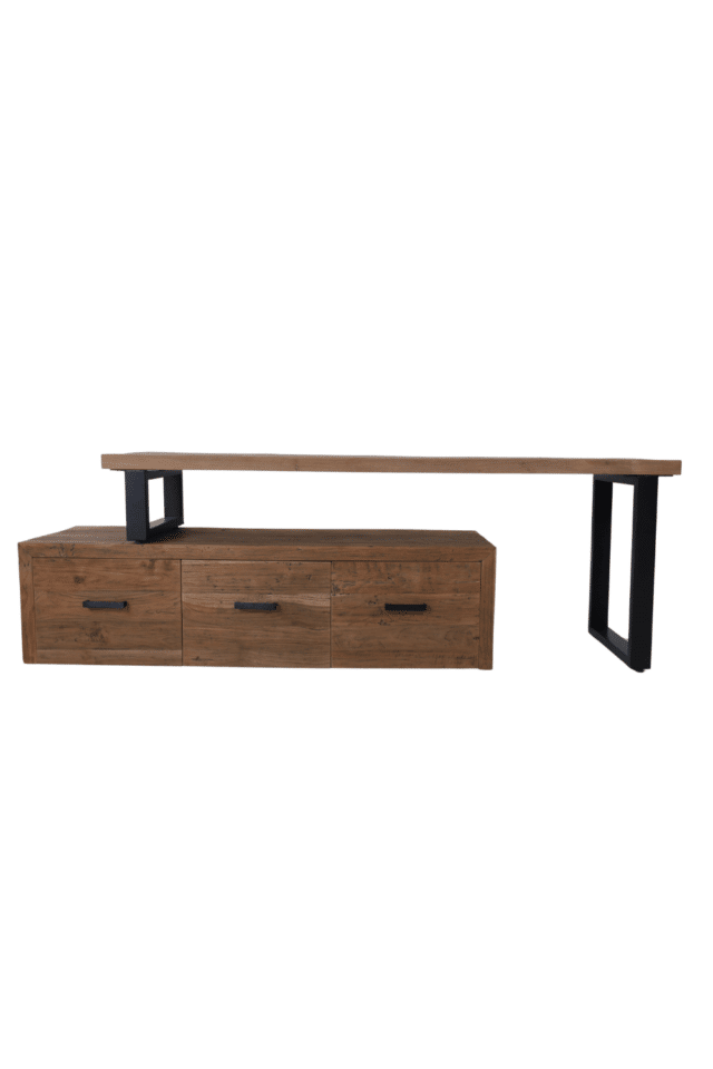 teak houten tv meubel uitschuifbaar speels 180cm