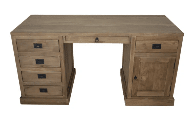 teak houten bureau 160x70x80 cm met lades en een deurtje