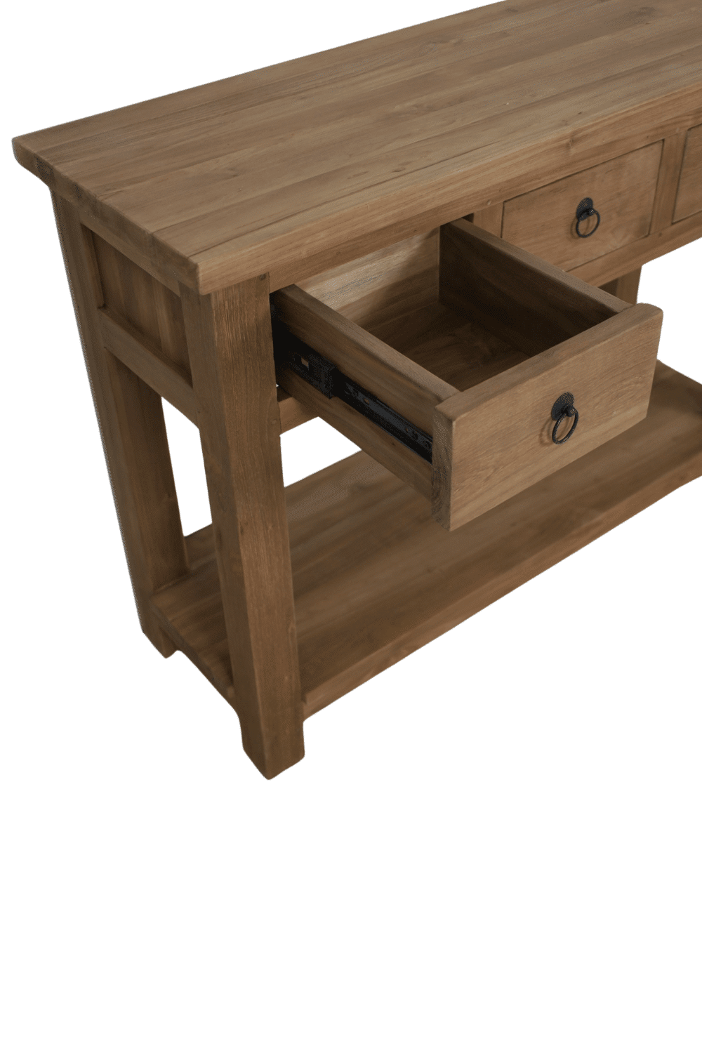 teak houten sidetable met lades 100 cm haltafel wandtafel