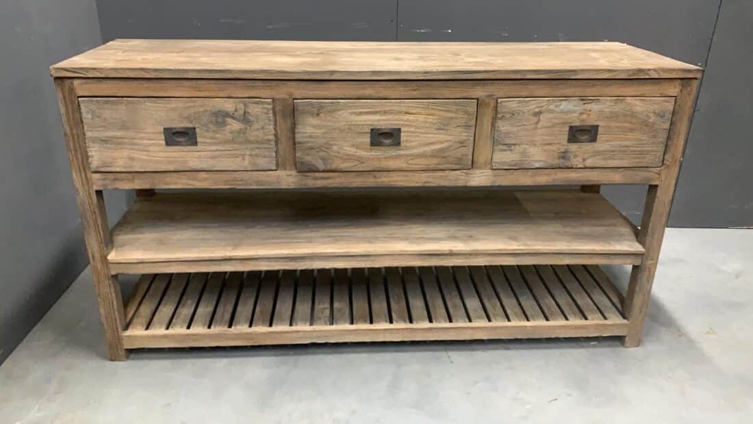 Rustiek teak badkamermeubel 160x50x85